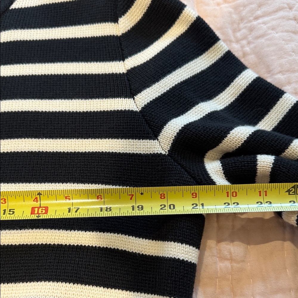 J. Crew Thick Cotton Black & White Striped Cardigan Gold buttons XL - Picture 6 of 8